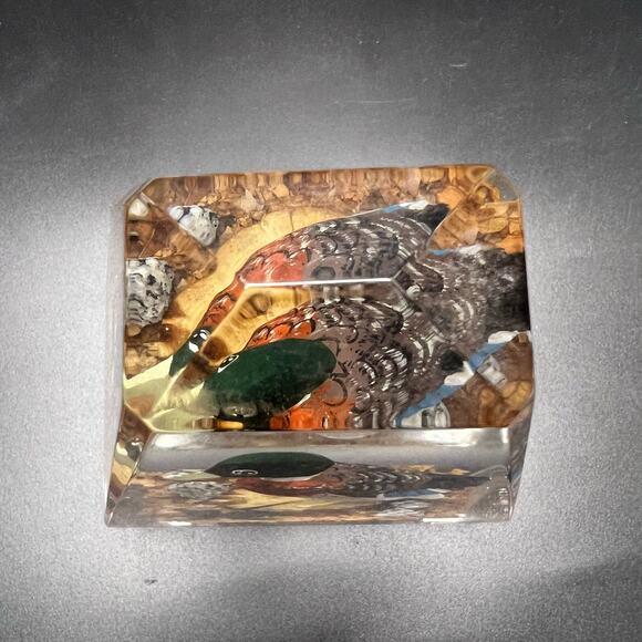 Lucite Paperweight Mallard Duck Hand Carved Duck Hunting - Picture 6 of 13